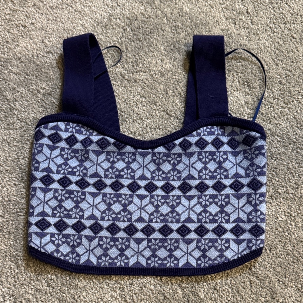 Free People Navy and light blue Knit Top